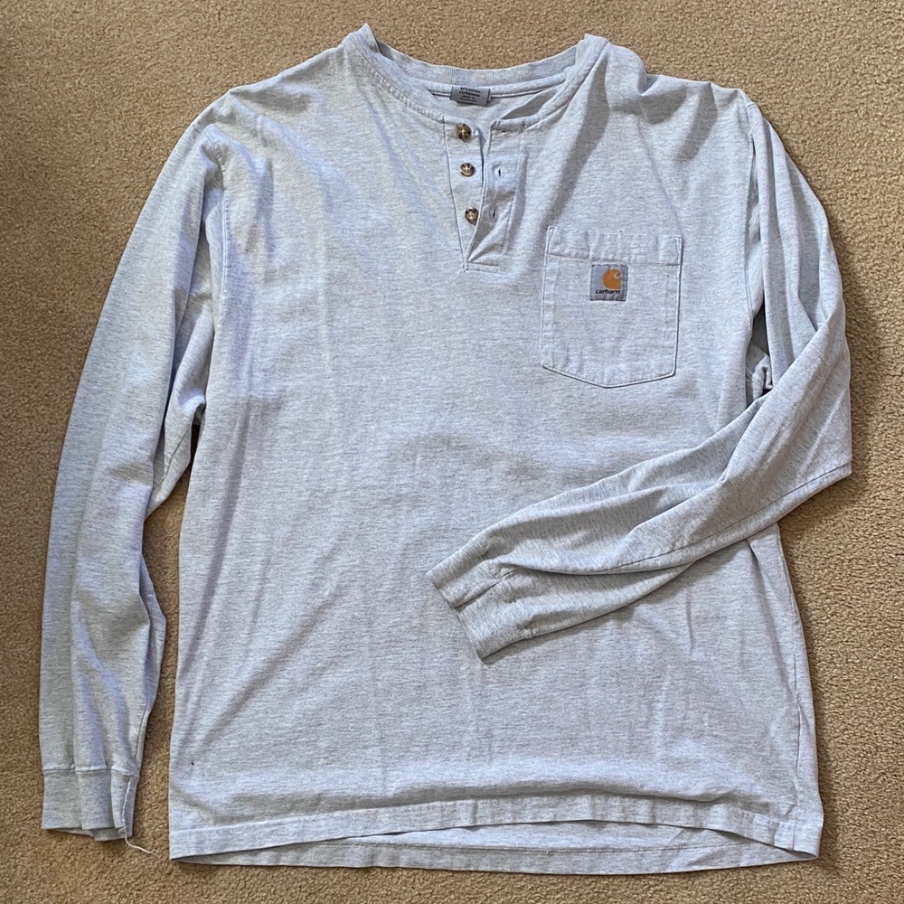 Carhartt Gray Long Sleeve Henley Shirt